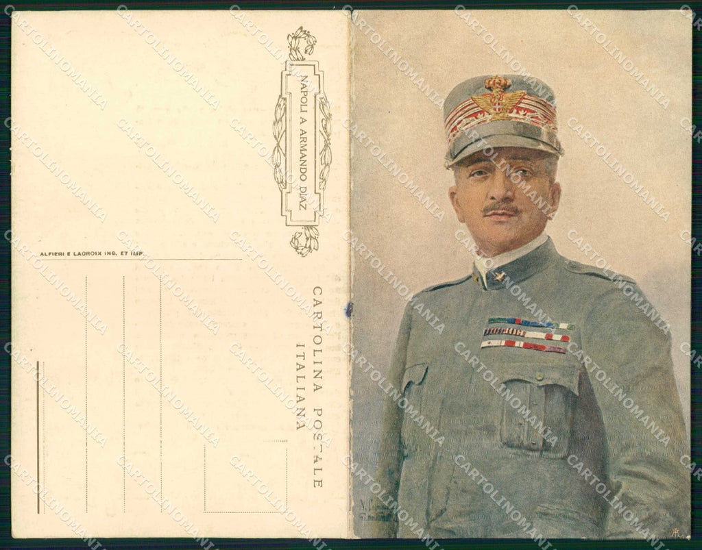 WWI WW1 Militari Politica Gen Armando Diaz Napoli Bracco doppia cartolina KF4987 – fronte