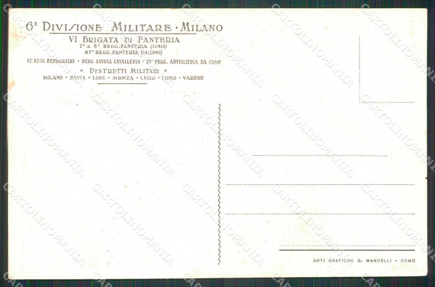 Militari Reggimentali 6ª Divisione Milano VI Brigata Fanteria cartolina KF4998 – retro