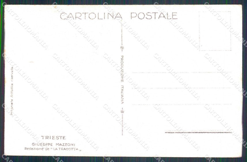 WWI WW1 Patriottismo Trieste San Giusto Bandiera Flag cartolina KF5005 – retro