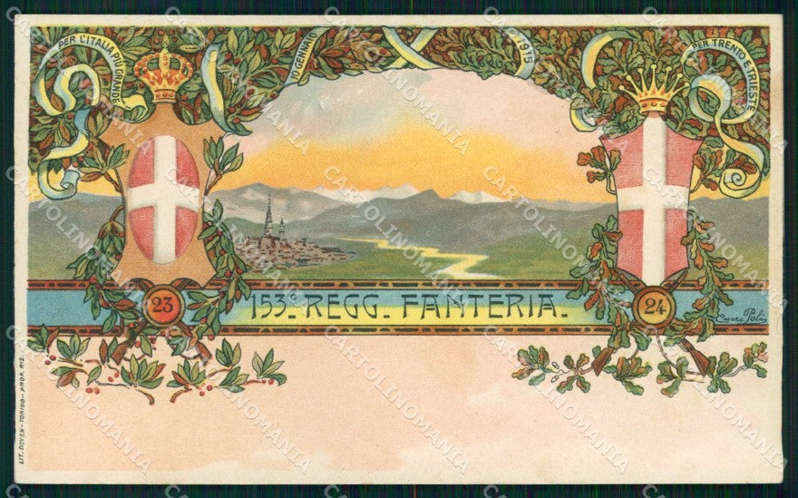 Militari 153° Reggimento Fanteria Brigata Novara Trento Trieste cartolina KF5020 – fronte
