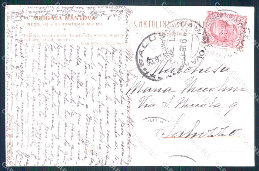 Militari Reggimentali 113° 114° Regg Fanteria Brigata Mantova cartolina KF5036 – retro