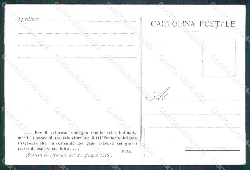 Militari Reggimentali 111° Reggimento Fanteria Nervesa cartolina KF5037 – retro
