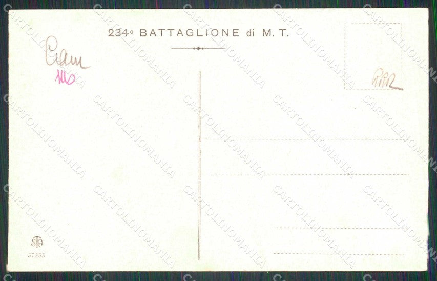 Militari Reggimentali 234° Battaglione M T Nola Alterocca 37333 cartolina KF5046 – retro