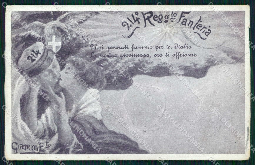 Militari Reggimentali 214° Reggimento Fanteria ABRASA cartolina KF5051 – fronte