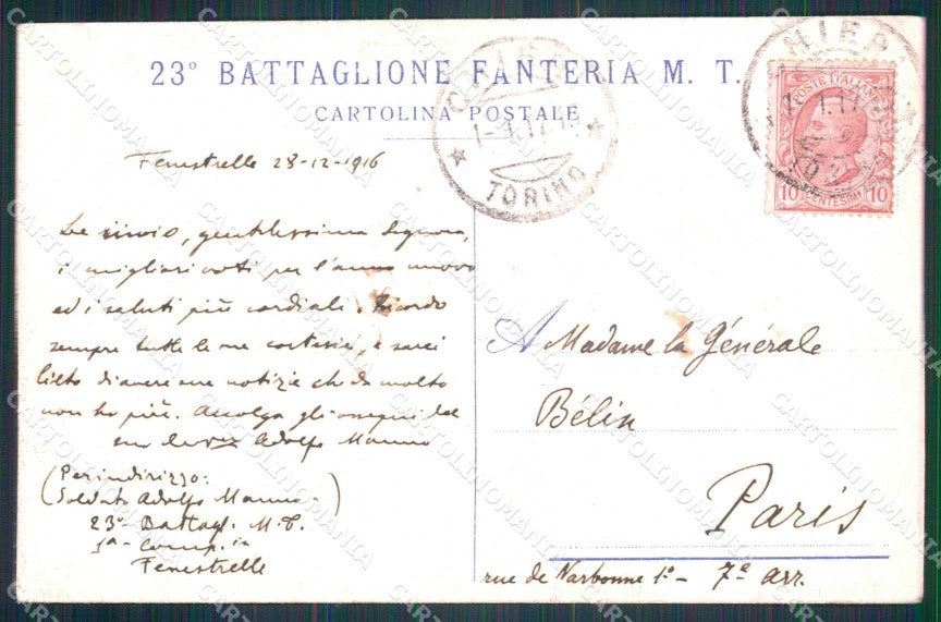 Militari Reggimentali 23° Batt. Fanteria Milizia Territoriale PIEGHINA cp KF5071 – retro