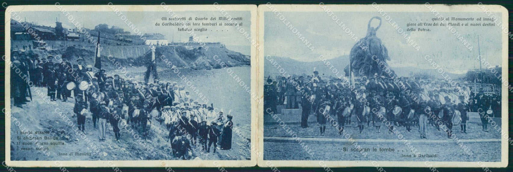 WWI WW1 Pro Famiglie Richiamati Quarto Genova doppia PIEGHE cartolina KF5076 – fronte