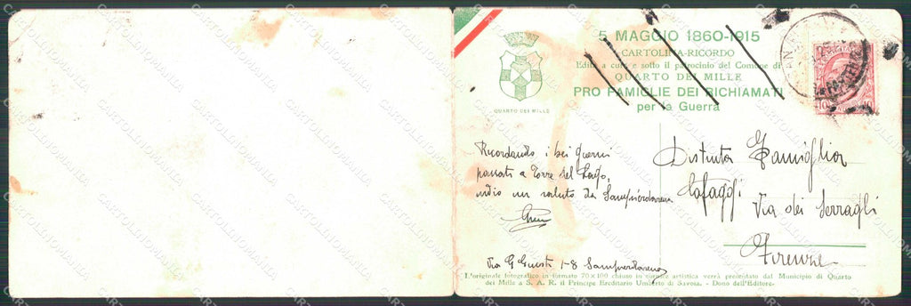 WWI WW1 Pro Famiglie Richiamati Quarto Genova doppia PIEGHE cartolina KF5076 – retro