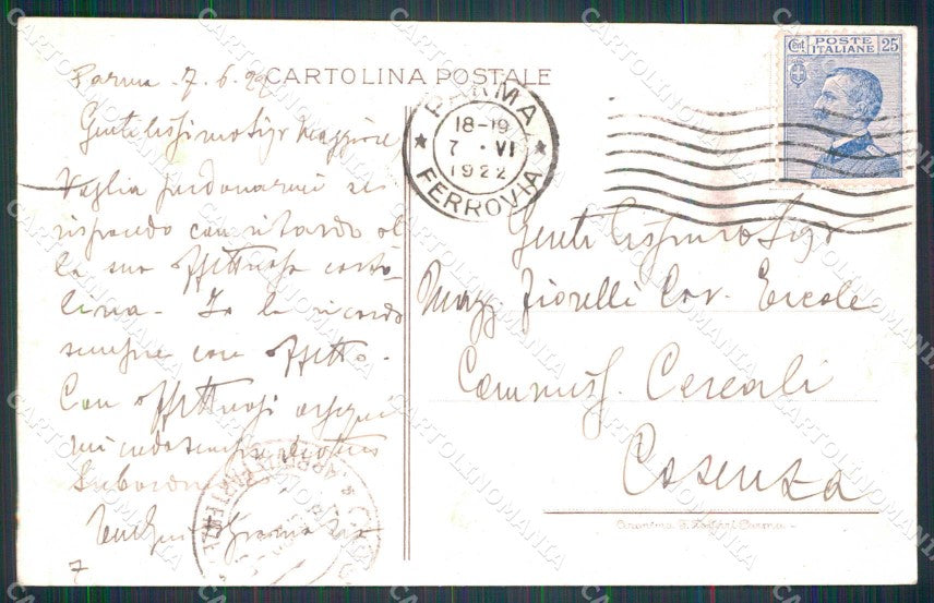 Militari Scuola Applicazione Fanteria Parma 1922 cartolina KF5078 – retro