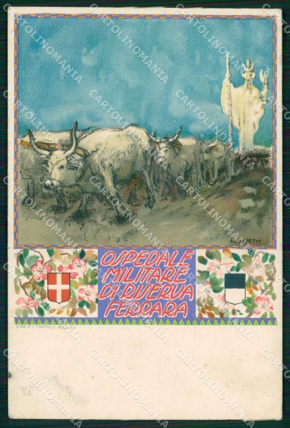 Militari Ospedale Militare di Riserva Ferrara Salietti PIEGHINA cartolina KF5079 – fronte