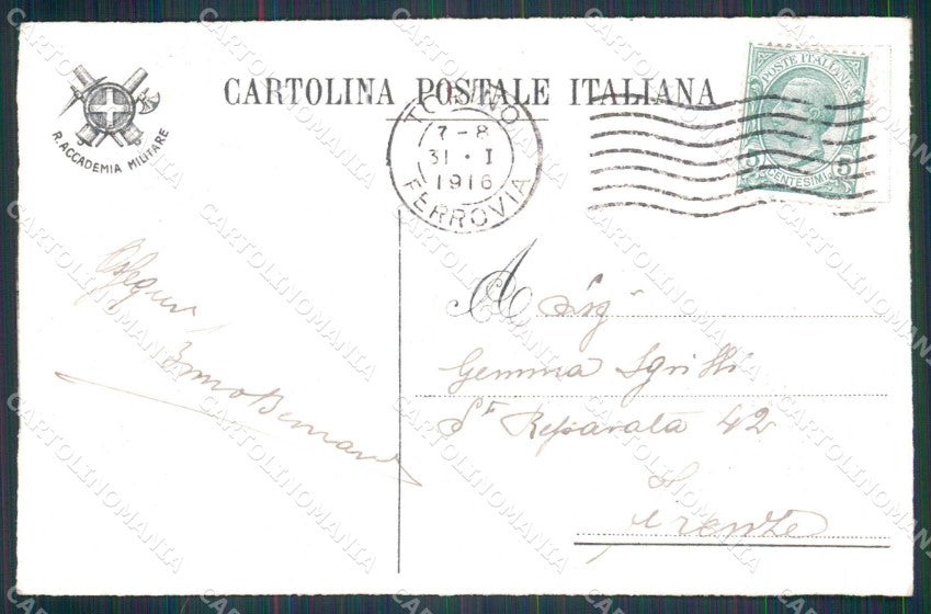 Militari Accademia Torino 3ª Compagnia Genio Corso Guerra 1916 cartolina KF5080 – retro