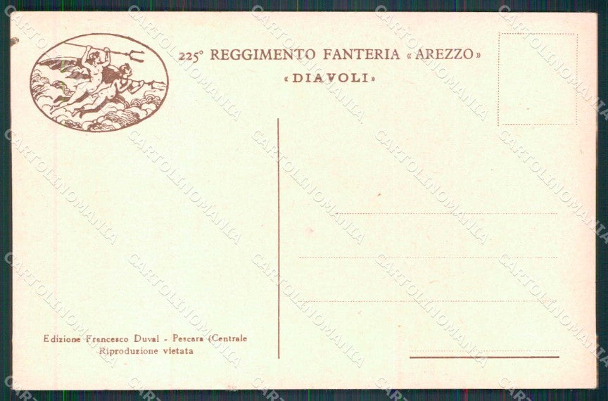 Militari 225° Regg. Fanteria Arezzo Diavoli Duval Pisani cartolina KF5088 – retro