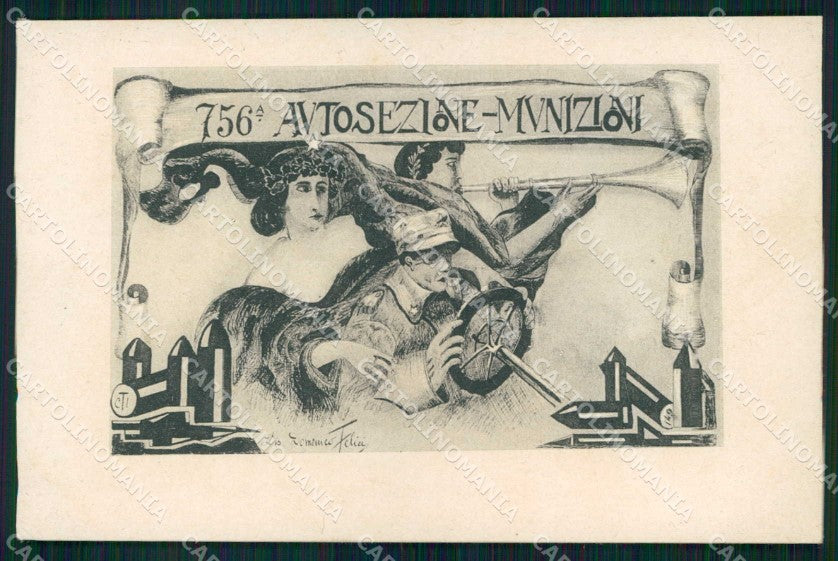 Militari Reggimentali 756ª Autosezione Munizioni Felici cartolina KF5096 – fronte