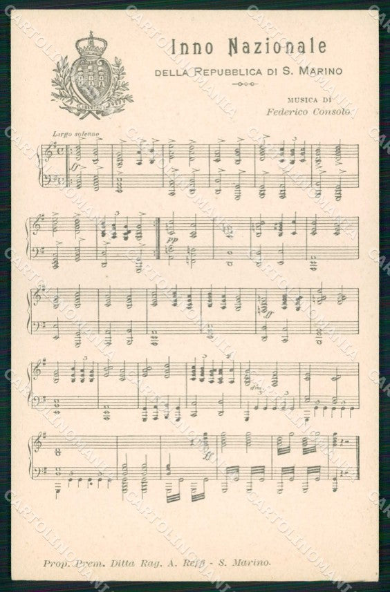 Patriottismo Repubblica San Marino Inno Nazionale Spartito Sheet Music cp KF5112 – fronte