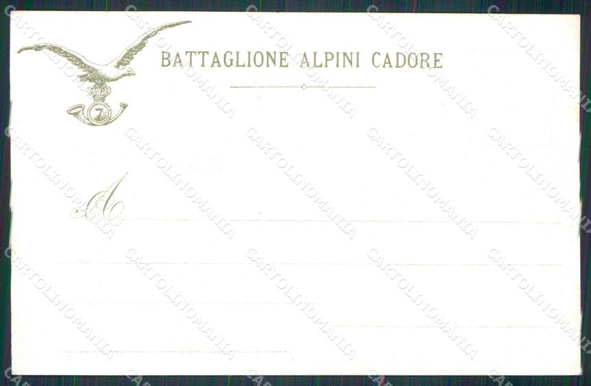 Militari Reggimentali 7° Reggimento Battaglione Alpini Cadore cartolina KF5123 – retro