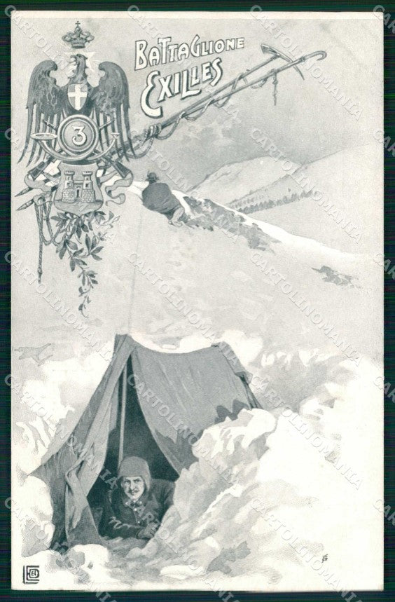 Militari Reggimentali 3° Reggimento Alpini Batt. Exilles Edel cartolina KF5139 – fronte