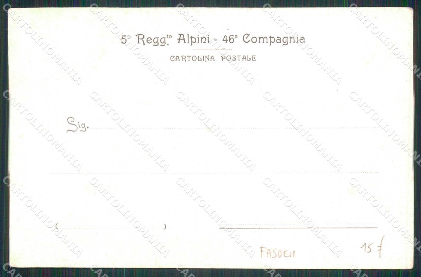 Militari Reggimentali 5° Reggimento Alpini 46ª Compagnia PIEGA cartolina KF5144 – retro