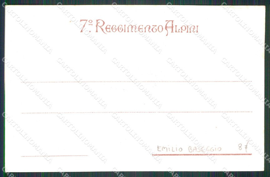 Militari Reggimentali 7° Reggimento Alpini Baseggio PIEGA cartolina KF5150 – retro