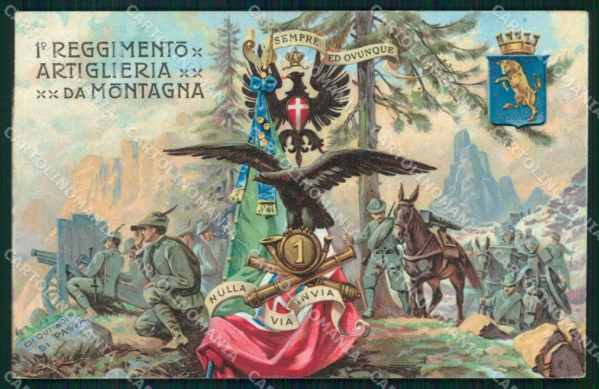 Militari Reggimentali 1° Reggimento Artiglieria Montagna Alpini cartolina KF5152 – fronte