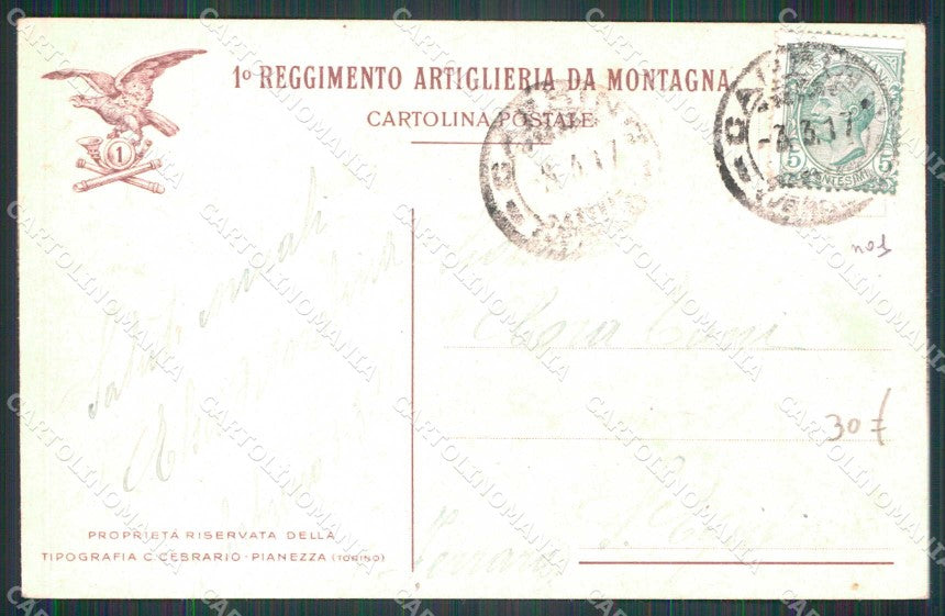 Militari Reggimentali 1° Reggimento Artiglieria Montagna Alpini cartolina KF5152 – retro