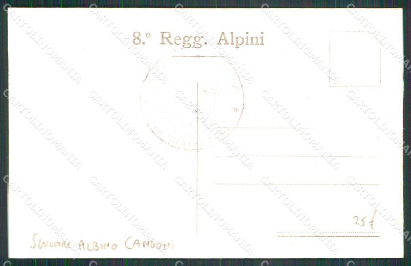 Militari Reggimentali 8° Reggimento Alpini Candoni cartolina KF5156 – retro
