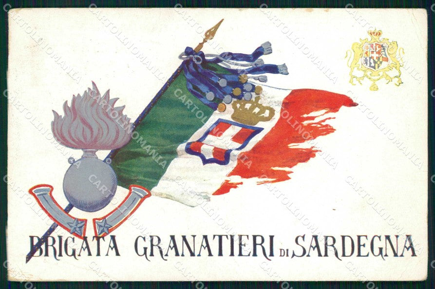 Militari Brigata Granatieri di Sardegna Tricolore Duval PIEGHE cartolina KF5173 – fronte