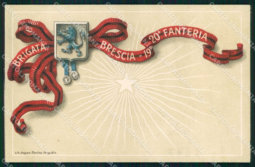Militari Reggimentali 19° 20° Regg. Fanteria Brigata Brescia cartolina KF5188 – fronte