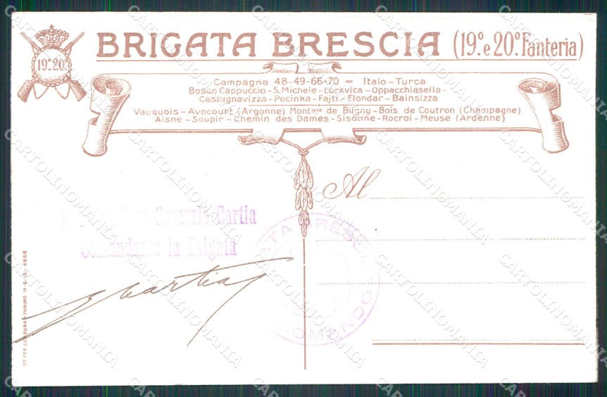 Militari Reggimentali 19° 20° Regg. Fanteria Brigata Brescia cartolina KF5188 – retro
