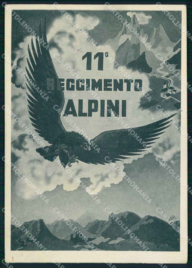 Militari 11° Regg. Alpini Div. Pusteria Angoletta Franchigia PIEGA FG cp KF5192 – fronte