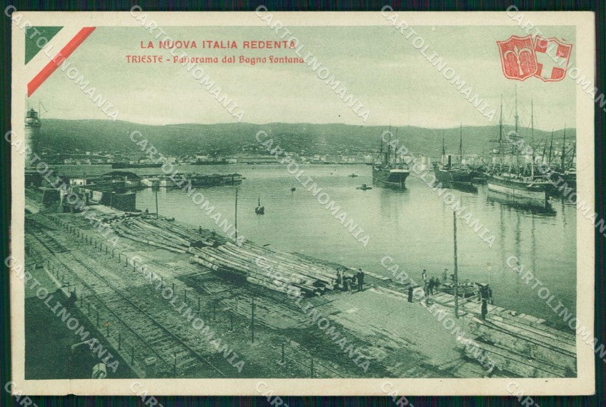 Trieste città Italia Redenta Tricolore Bagno Fontana cartolina KF5200 – fronte