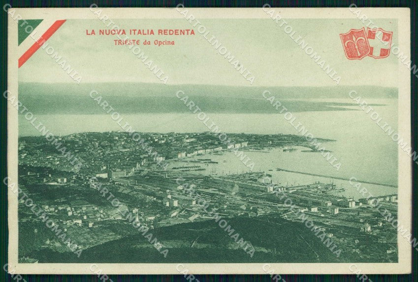 Trieste città Italia Redenta Tricolore Panorama da Opicina cartolina KF5202 – fronte