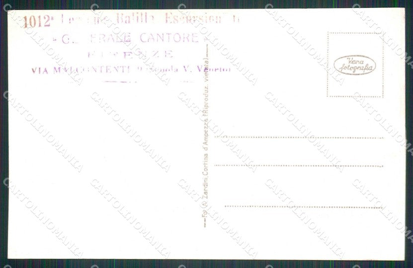 WW1 Militari Gen. Cantore 1012ª Legione Balilla Escursionisti Firenze cp KF5237 – retro