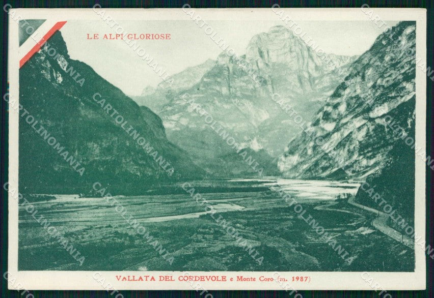 Belluno Vallata del Cordevole Monte Coro Tricolore WW1 Carducci cartolina KF5244 – fronte