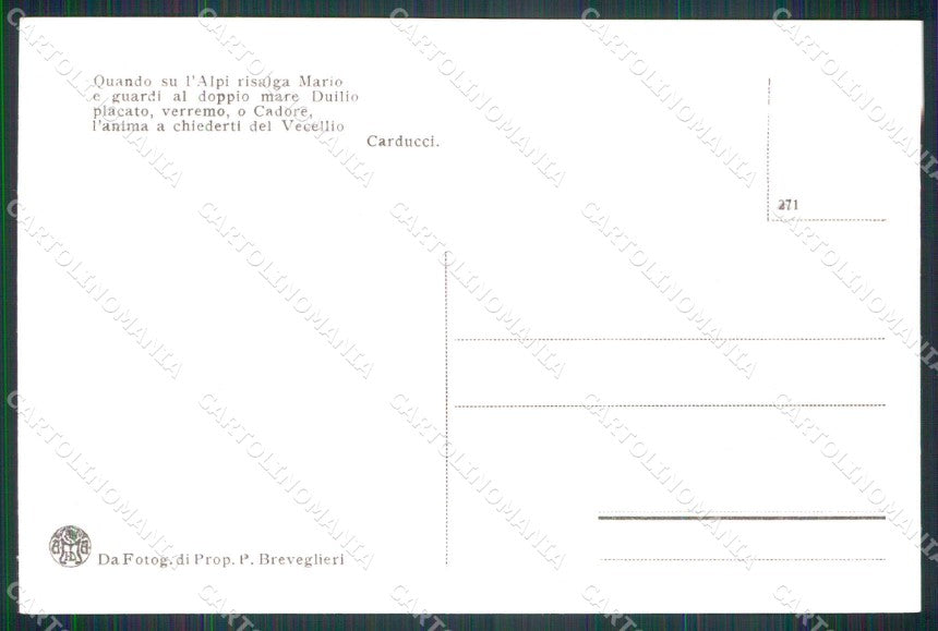 Belluno Sesto Tre Cime di Lavaredo Tricolore WW1 Carducci cartolina KF5245 – retro