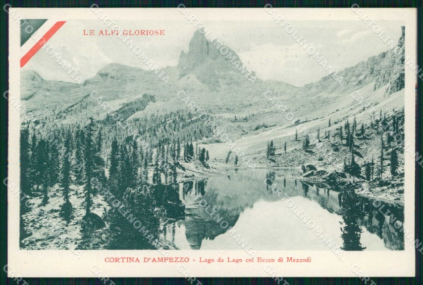 Belluno Cortina d'Ampezzo Becco Mezzodì Tricolore WW1 Carducci cartolina KF5246 – fronte