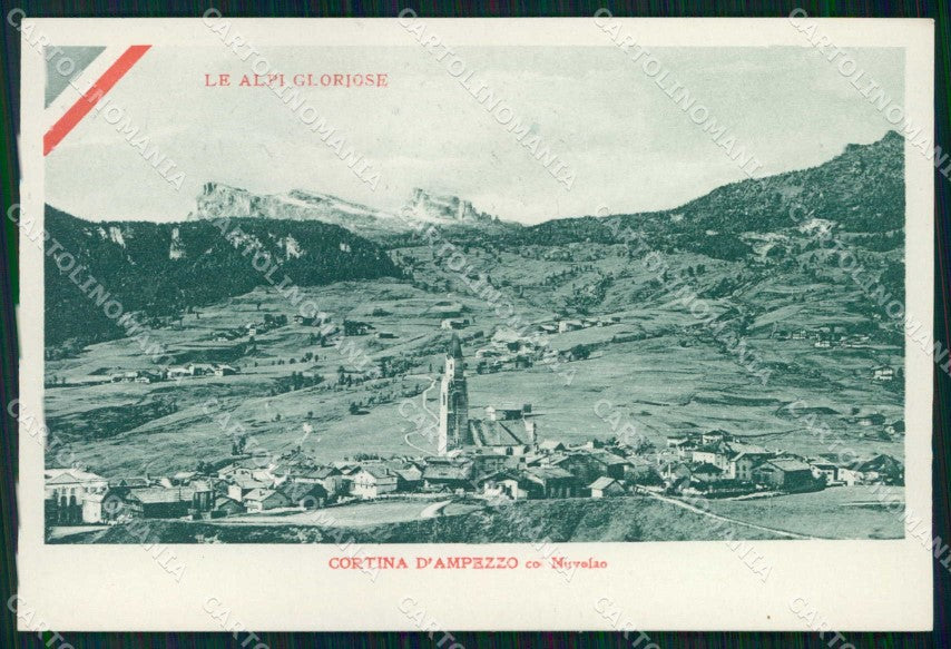 Belluno Cortina d'Ampezzo Nuvolao Tricolore WW1 Carducci cartolina KF5248 – fronte