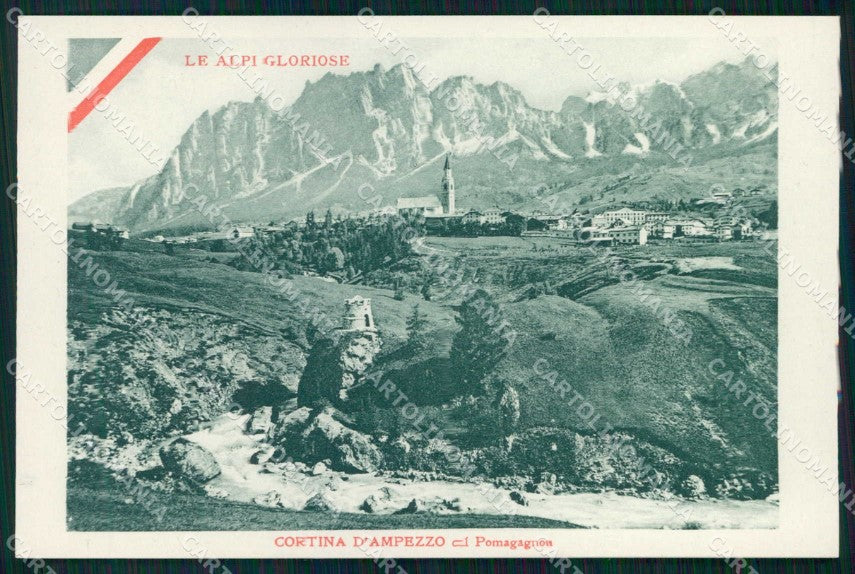 Belluno Cortina d'Ampezzo Pomagagnon Tricolore WW1 Carducci cartolina KF5249 – fronte