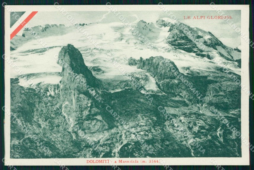 Belluno Cortina d'Ampezzo Marmolada Tricolore WW1 Carducci cartolina KF5250 – fronte