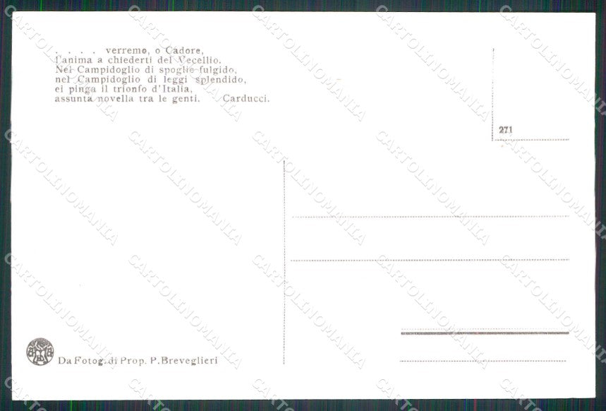 Belluno Cortina d'Ampezzo Candide Tricolore WW1 Carducci cartolina KF5251 – retro