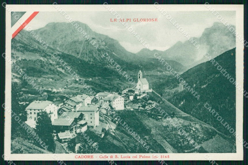 Belluno Colle S. Lucia Pelmo Tricolore WW1 Carducci cartolina KF5253 – fronte