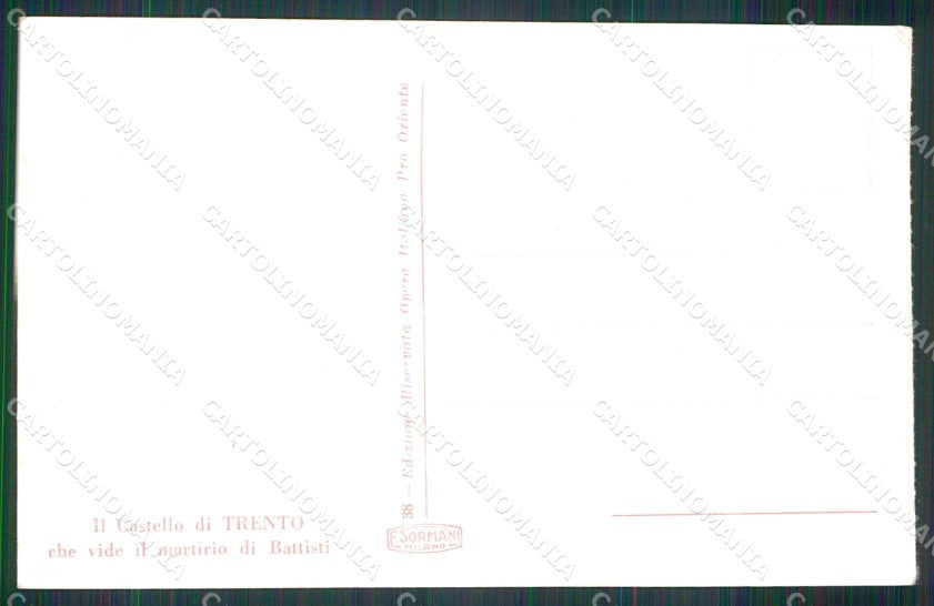 Trento città Castello Martirio Battisti WW1 WWI PIEGA cartolina KF5264 – retro
