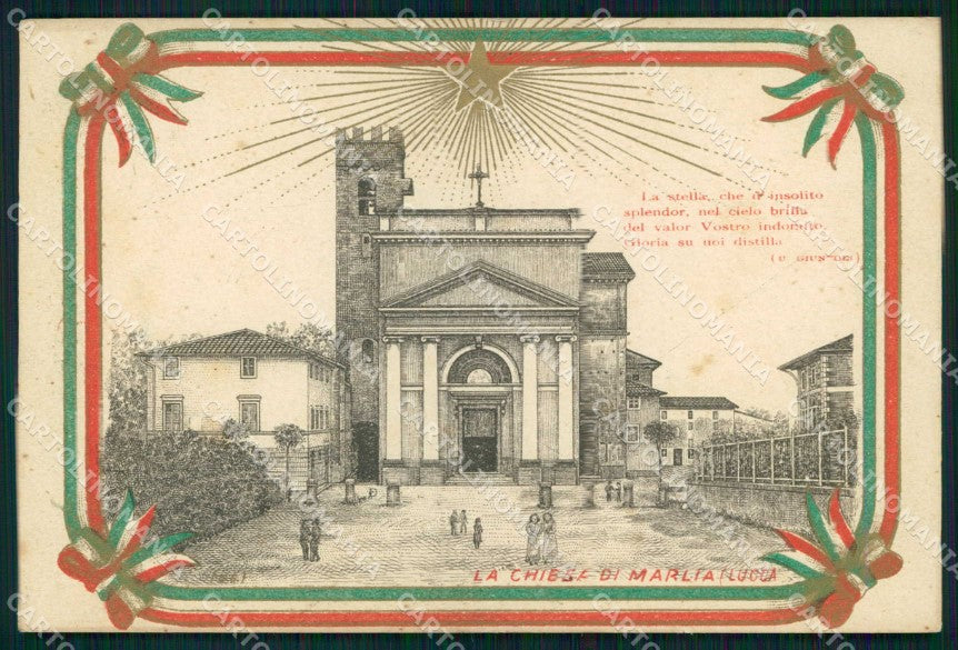 Lucca Capannori Marlia Chiesa Patriottismo Tricolore WW1 WWI cartolina KF5267 – fronte
