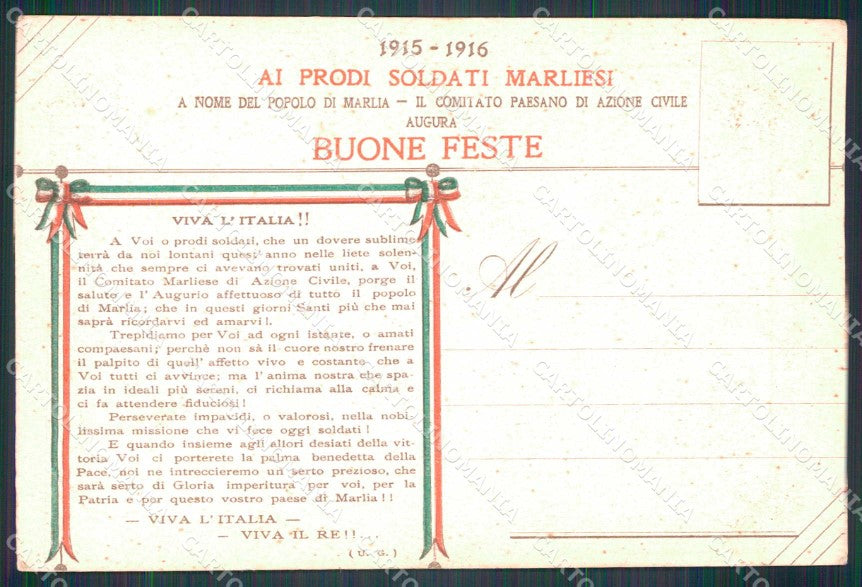 Lucca Capannori Marlia Chiesa Patriottismo Tricolore WW1 WWI cartolina KF5267 – retro