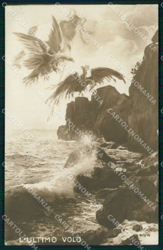 WW1 WWI Patriottismo Bandiera Tricolore Ultimo Volo foto cartolina KF5272 – fronte