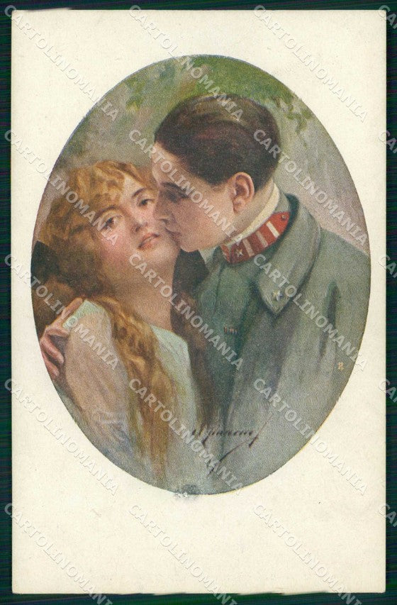 Illustratori Artist Signed WW1 Patriottismo Coppia Simeone ABRASA cp KF5275 – fronte