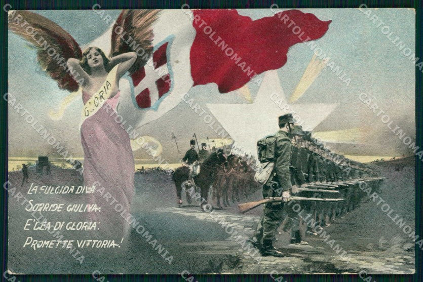WW1 WWI Militari Patriottismo Tricolore Bandiera Bertiglia ? cartolina KF5286 – fronte