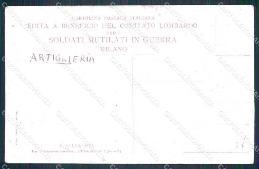 WW1 WWI Militari Patriottismo Pro Mutilati Salvadori PIEGHINA cartolina KF5289 – retro