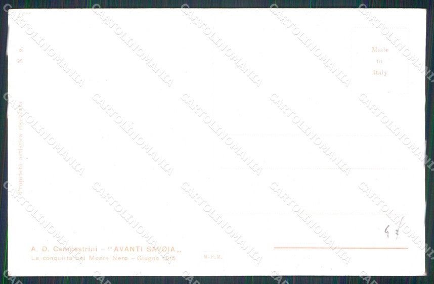 WW1 Militari Bersaglieri Avanti Savoia Campestrini Monte Nero cartolina KF5303 – retro