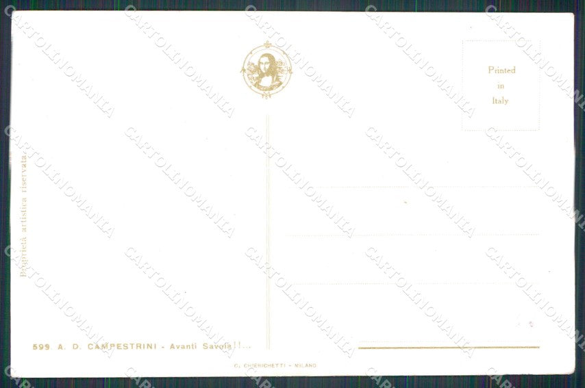 WW1 Militari Bersaglieri Avanti Savoia Campestrini ABRASA cartolina KF5304 – retro