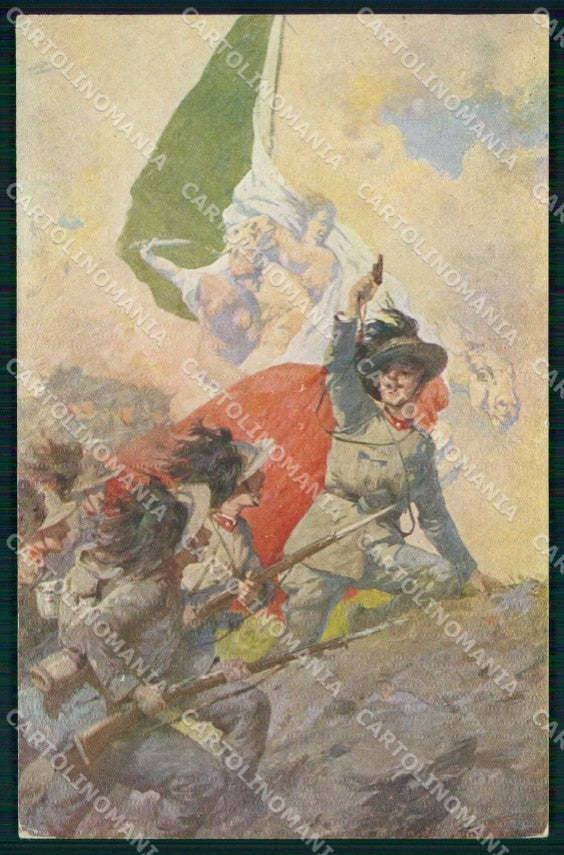WW1 WWI Militari Bersaglieri Tricolore Marchisio serie 3196 cartolina KF5310 – fronte