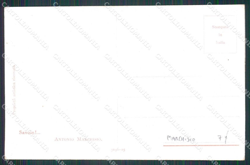 WW1 WWI Militari Bersaglieri Tricolore Marchisio serie 3196 cartolina KF5310 – retro